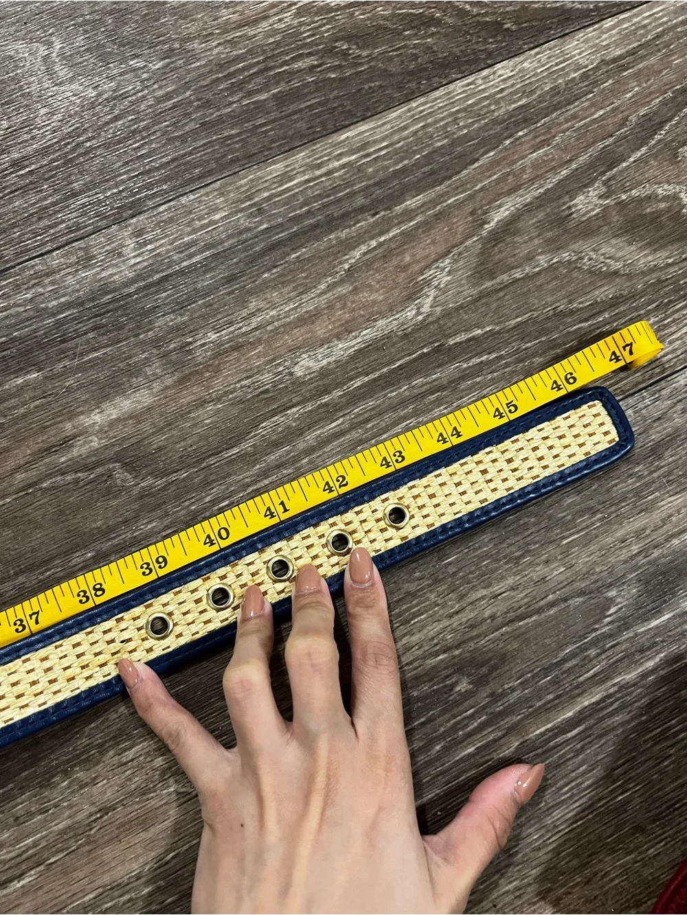 Kate Spade Blue Leather Woven Straw Accent Women's Belt size XL